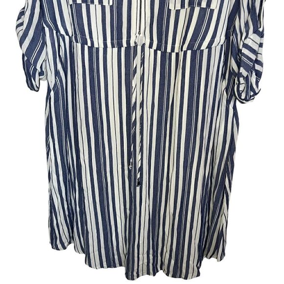 Torrid Blue/White Stripe Zip Front Preppy Drawstring Shirt Dress Size M/L - Picture 6 of 10